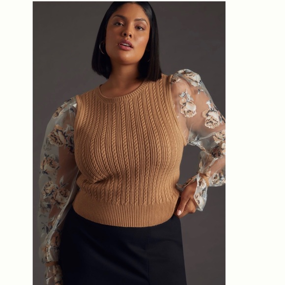 NWT Anthropologie Maeve Contrast-Sleeve Sweater S - Picture 7 of 17